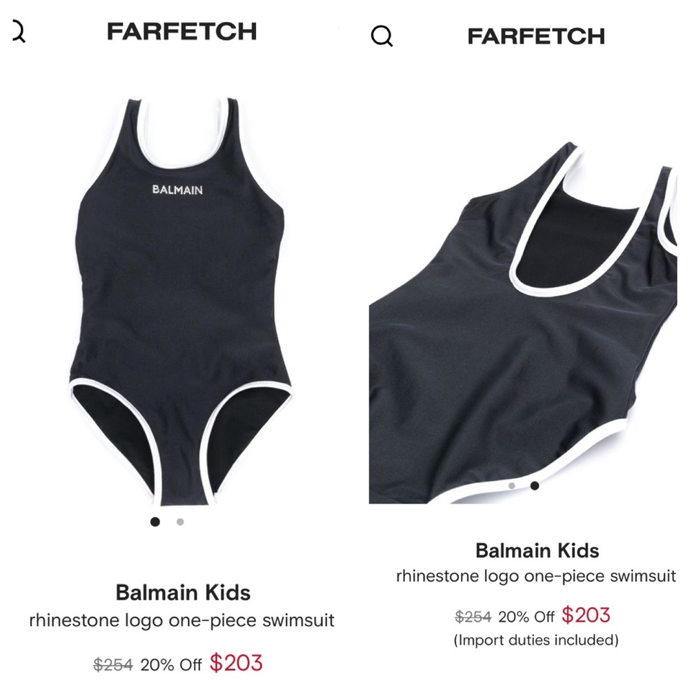 GORGEOUS BALMAIN Logo Rhinestone Bathing Suit - Picture 3 of 6